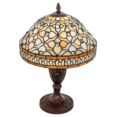 Meyda Tiffany 10in High Jeweled Quatrefoil Accent Lamp 