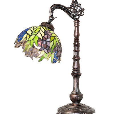 Meyda Tiffany 20in High Tiffany Honey Locust Bridge Arm Table Lamp 