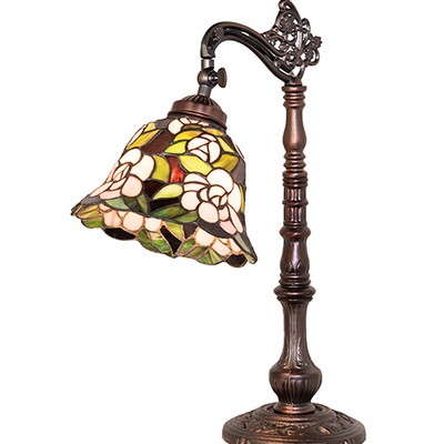 Meyda Tiffany 20in High Begonia Bridge Arm Table Lamp 