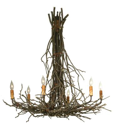 Meyda Tiffany Twigs 6 Light Chandelier Mahogany Bronze/Natural Twigs