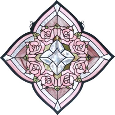 Meyda Tiffany Ring Of Roses Stained Glass Window Pink Ca 59 Clear