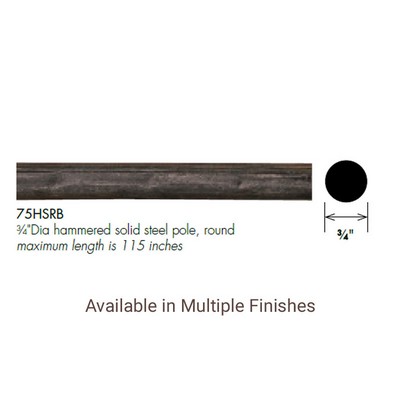 The Finial Company Hammered Solid Steel Round Bar 