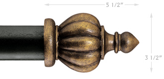 Graber Crown Finial Weathered Black Gold