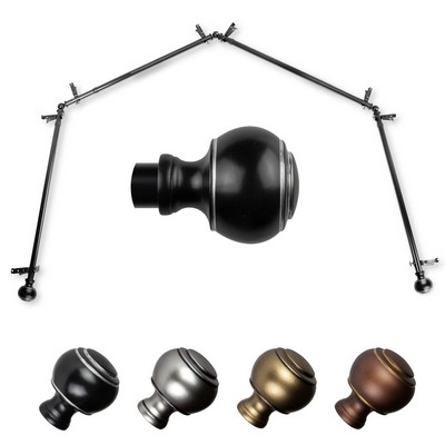 ABO Window Fashion Jaylin 4 Sided Bay Window Rod Set 2 Black