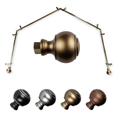 ABO Window Fashion Jaylin 5 Sided Bay Window Rod Set 4 Antique Brass