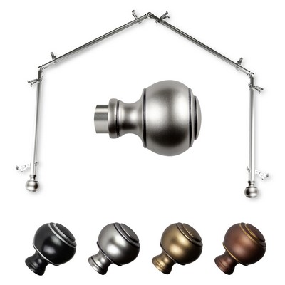 ABO Window Fashion Jaylin 4 Sided Bay Window Rod Set 5 Satin Nickel