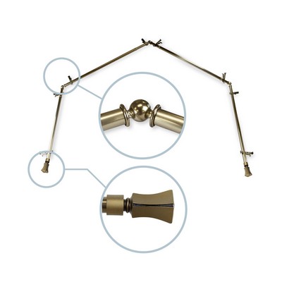 ABO Window Fashion Fort 6 Sided Bay Window Rod Set 4 Antique Brass