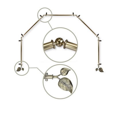 ABO Window Fashion Ivy 4 Sided Bay Window Rod Set 4 Antique Brass