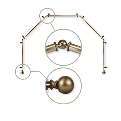 ABO Window Fashion Jordana 4 Sided Bay Window Rod Set Antique Brass