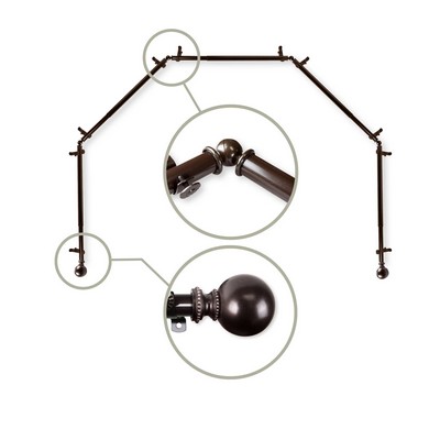 ABO Window Fashion Jordana 4 Sided Bay Window Rod Set cocoa