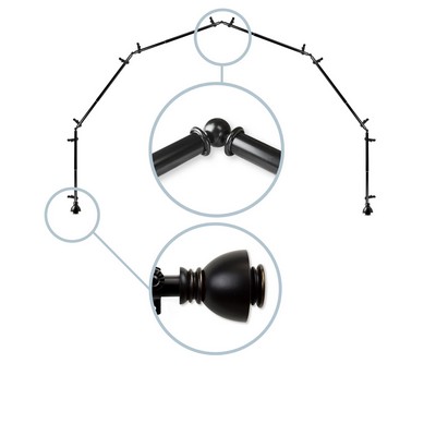 ABO Window Fashion Alma 4 Sided Bay Window Rod Set 2 Black
