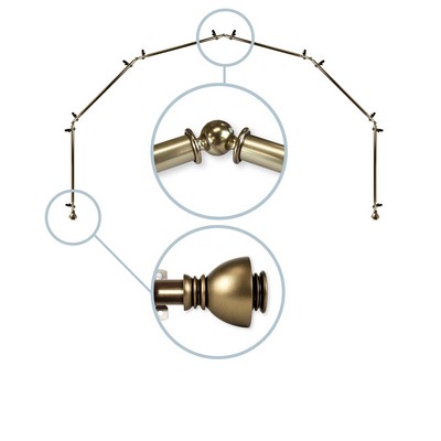 ABO Window Fashion Alma 5 Sided Bay Window Rod Set 4 Antique Brass