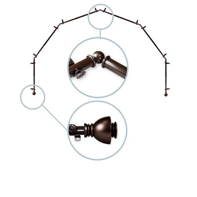 ABO Window Fashion Alma 4 Sided Bay Window Rod Set 7 Cocoa