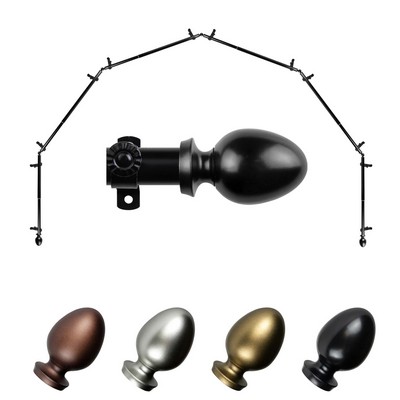 ABO Window Fashion Emeka 6 Sided Bay Window Rod Set 2 Black