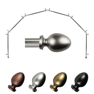 ABO Window Fashion Emeka 6 Sided Bay Window Rod Set 5 Satin Nickel