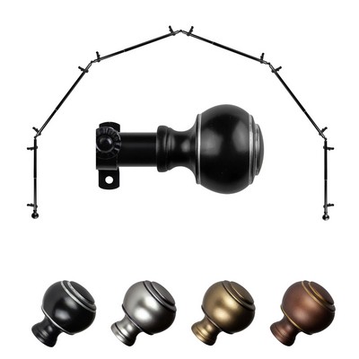 ABO Window Fashion Jaylin 5 Sided Bay Window Rod Set 2 Black