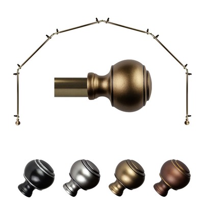 ABO Window Fashion Jaylin 4 Sided Bay Window Rod Set 4 Antique Brass