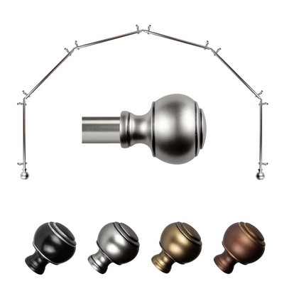 ABO Window Fashion Jaylin 5 Sided Bay Window Rod Set 5 Satin Nickel