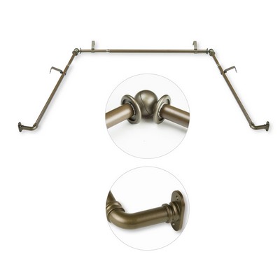 ABO Window Fashion Blackout Bay Window Rod Antique Brass