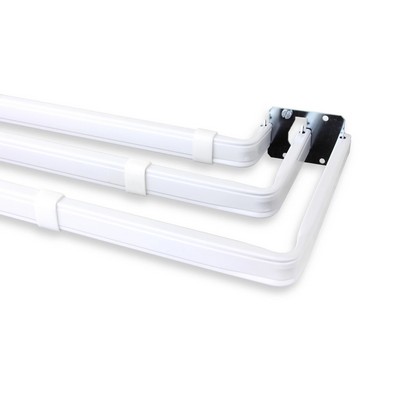 ABO Window Fashion Triple Lockseam Curtain Rod 48-84 Inches Baked white enamel finish