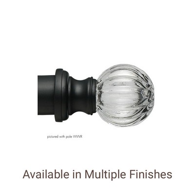 The Finial Company Stria Glass Ball Finial Shown in 109 Flat Black