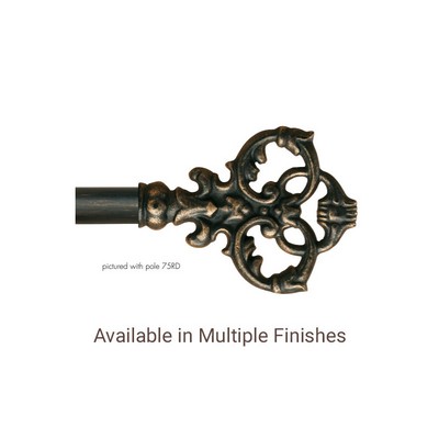 The Finial Company Filigree Key Finial Shown in 110 Flat Black with Gold