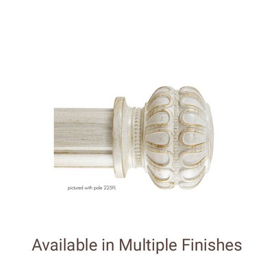 The Finial Company Flower Button Endcap Shown in 840 White with Gold Accents