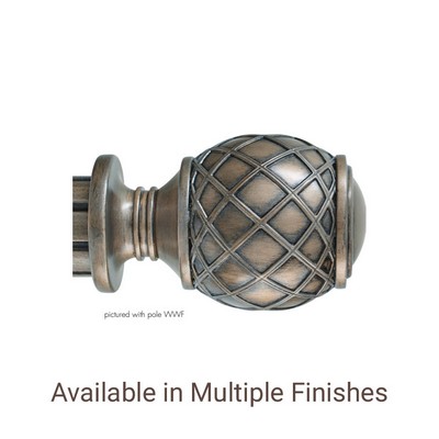 The Finial Company Basketweave Ball Finial Shown in 760 Rustic Iron