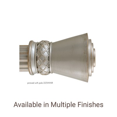 The Finial Company Trumpet with Basketweave Finial Shown in 112 Silver with Gold