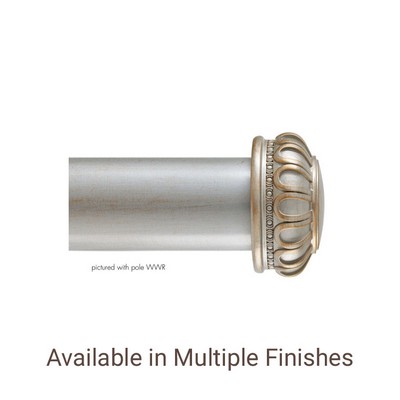 The Finial Company Grand Button Endcap Shown in 112 Silver with Gold