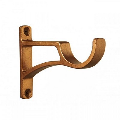 The Finial Company Double Arm Steel Bracket Shown in Aged Gold