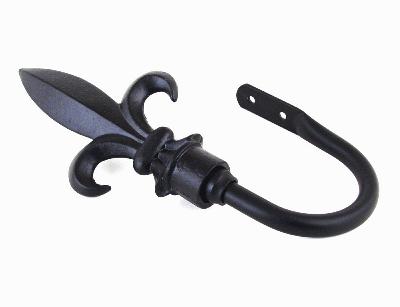 LJB Lg Fleur Di Lis Iron Holdback Shown in Black