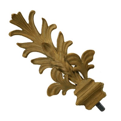 Menagerie Leaf with Square Base Finial Flaxen Gold