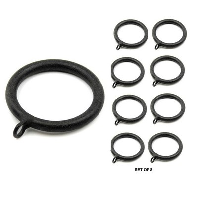 Menagerie Metal Smooth Ring Set of 8 Black