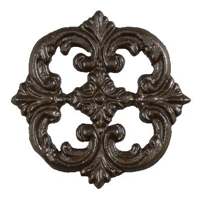 Ona Drapery Hardware Elegant Rosette Shown in Hammered Steel