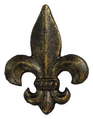 Ona Drapery Hardware Fleur de lis Rosette Shown in Gold Blush