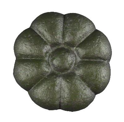 Ona Drapery Hardware Forget me not Rosette shown in moss