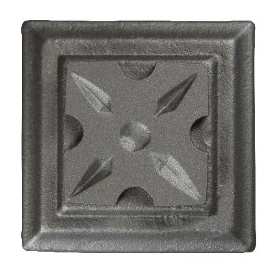 Ona Drapery Hardware Impression Rosette Shown in Natural Iron