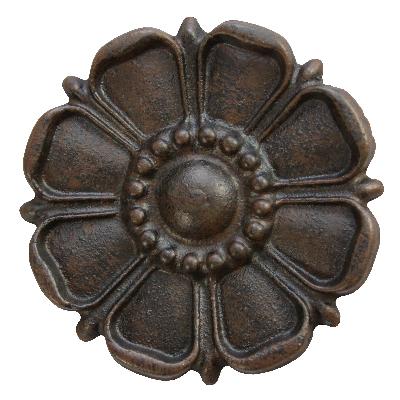 Ona Drapery Hardware Sun Flower Rosette Shown in Antique