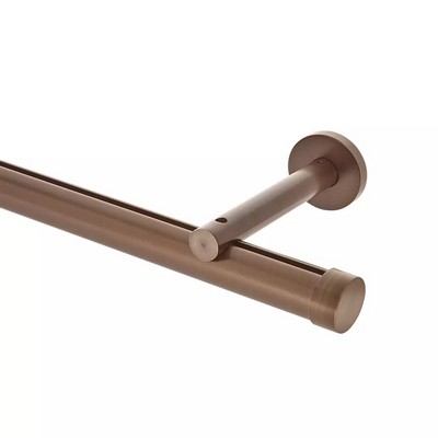 Aria Metal 1 3/8in Diameter H-Rail Traverse System Single Rod Extended Projection Brushed Bronze