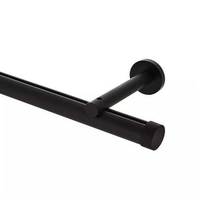 Aria Metal 1 3/8in Diameter H-Rail Traverse System Single Rod Extended Projection Matte Black