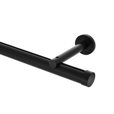 Aria Metal 1 3/8in Diameter H-Rail Traverse System Single Rod Extended Projection Satin Black