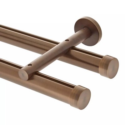 Aria Metal 1 3/8in Diameter H-Rail Traverse System Double Rod  Brushed Bronze
