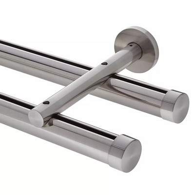 Aria Metal 1 3/8in Diameter H-Rail Traverse System Double Rod  Polished Nickel
