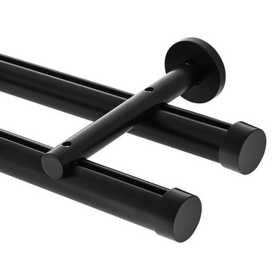 Aria Metal 1 3/8in Diameter H-Rail Traverse System Double Rod  Satin Black