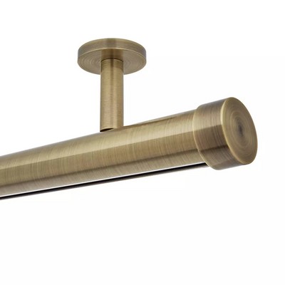 Aria Metal 1 3/8in Diameter H-Rail Traverse System Single Rod Ceiling Mount Antique Brass