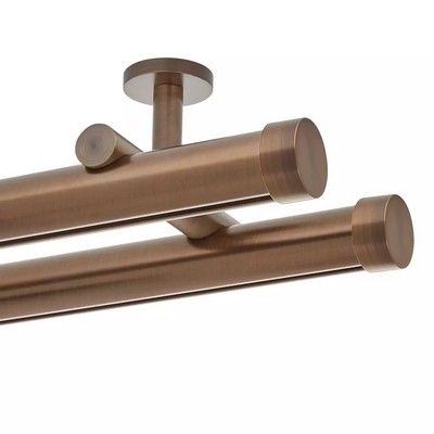Aria Metal 1 3/8in Diameter H-Rail Traverse System Double Rod Ceiling Mount Brushed Bronze