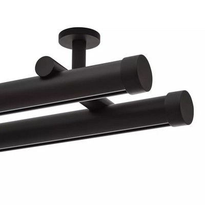 Aria Metal 1 3/8in Diameter H-Rail Traverse System Double Rod Ceiling Mount Matte Black