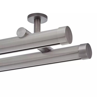Aria Metal 1 3/8in Diameter H-Rail Traverse System Double Rod Ceiling Mount Polished Nickel