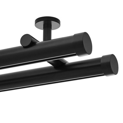 Aria Metal 1 3/8in Diameter H-Rail Traverse System Double Rod Ceiling Mount Satin Black